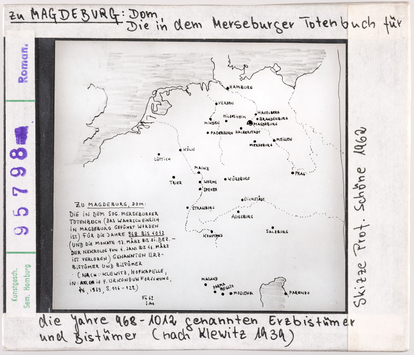 Vorschaubild Magdeburg: die im Merseburger Totenbuch genannten Bistümer und Erzbistümer, nach Klewitz 1939 